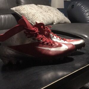 Nike Red, White and Silver Football Cleats